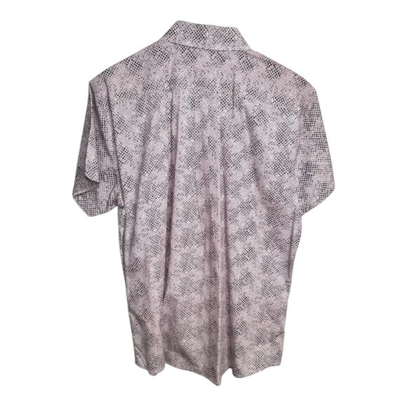 Steel & Jelly Men's Short Sleeve Button-Up Shirt Pink Geometric Pattern Size XL - Picture 2 of 9